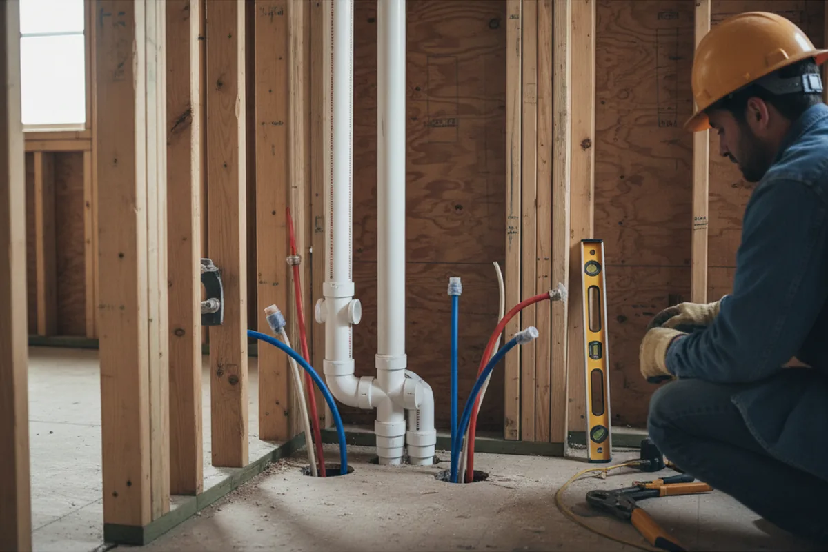 Drain and supply rough-in during Leak Detection in Lyndeborough