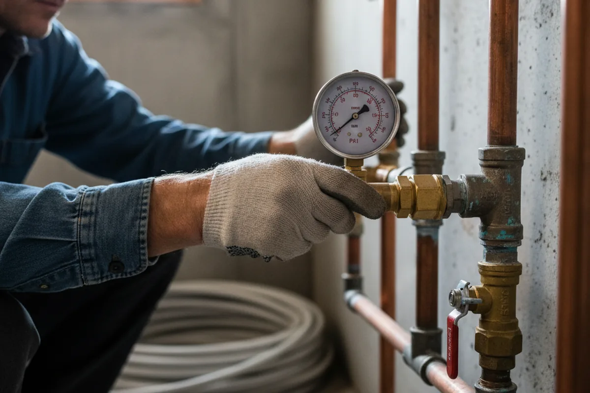 Pressure testing a repaired line during Water Line Repair in Lyndeborough